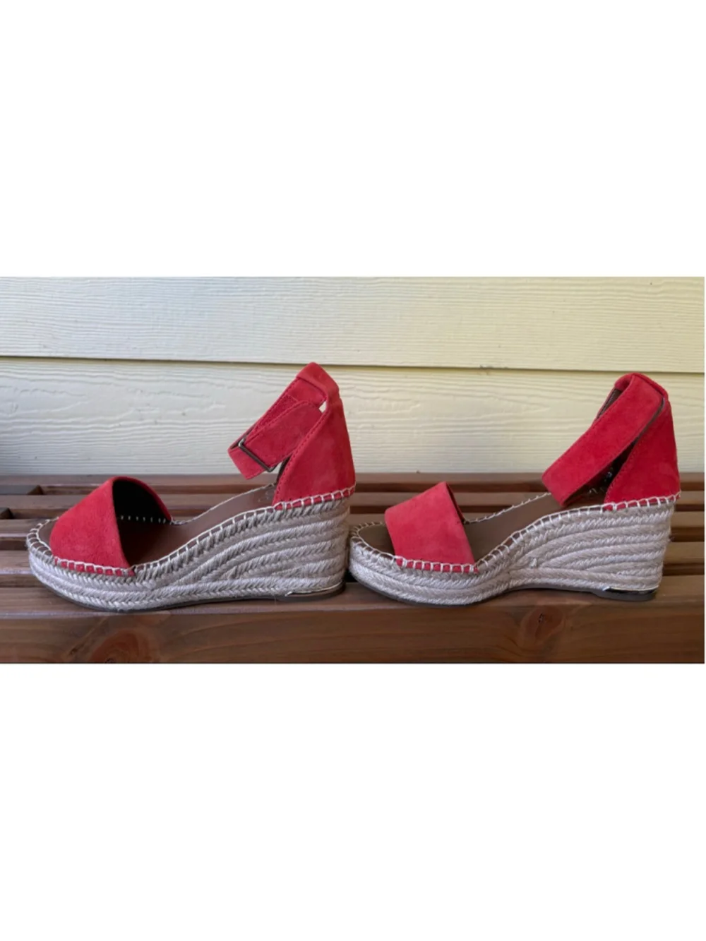Franco Sarto Clemens Espadrille Wedge Sandals Cherry Red Suede Size 6M